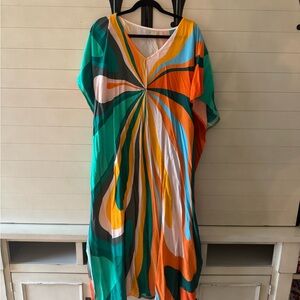 Multicolor V-Neck Women's Dress